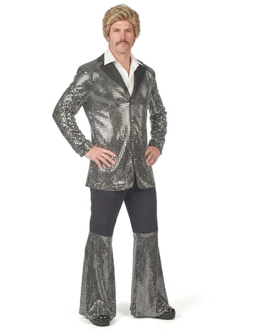 Luxusný strieborný disko kostým pre mužov