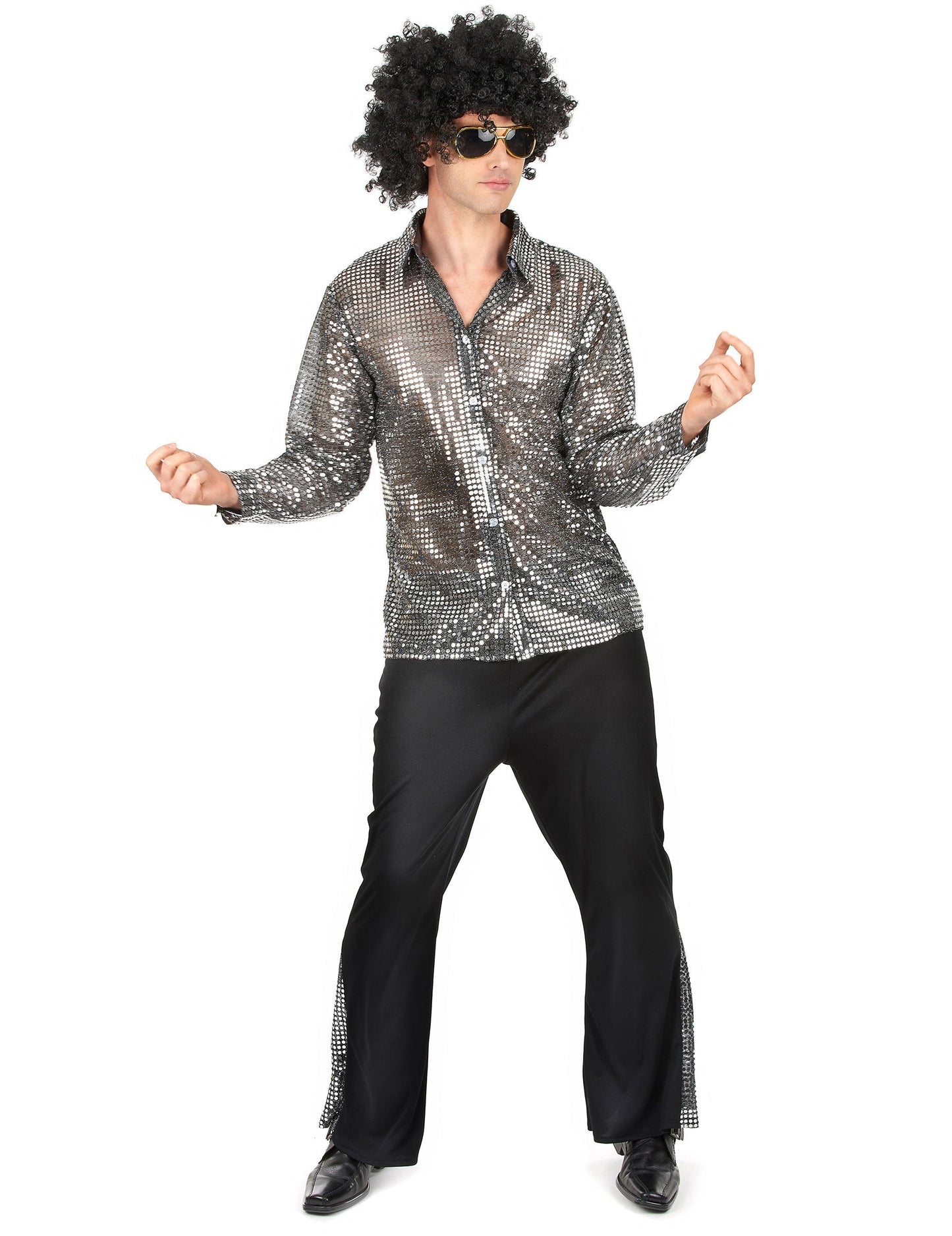 Kostým pre dospelých strieborný diskotékový pár