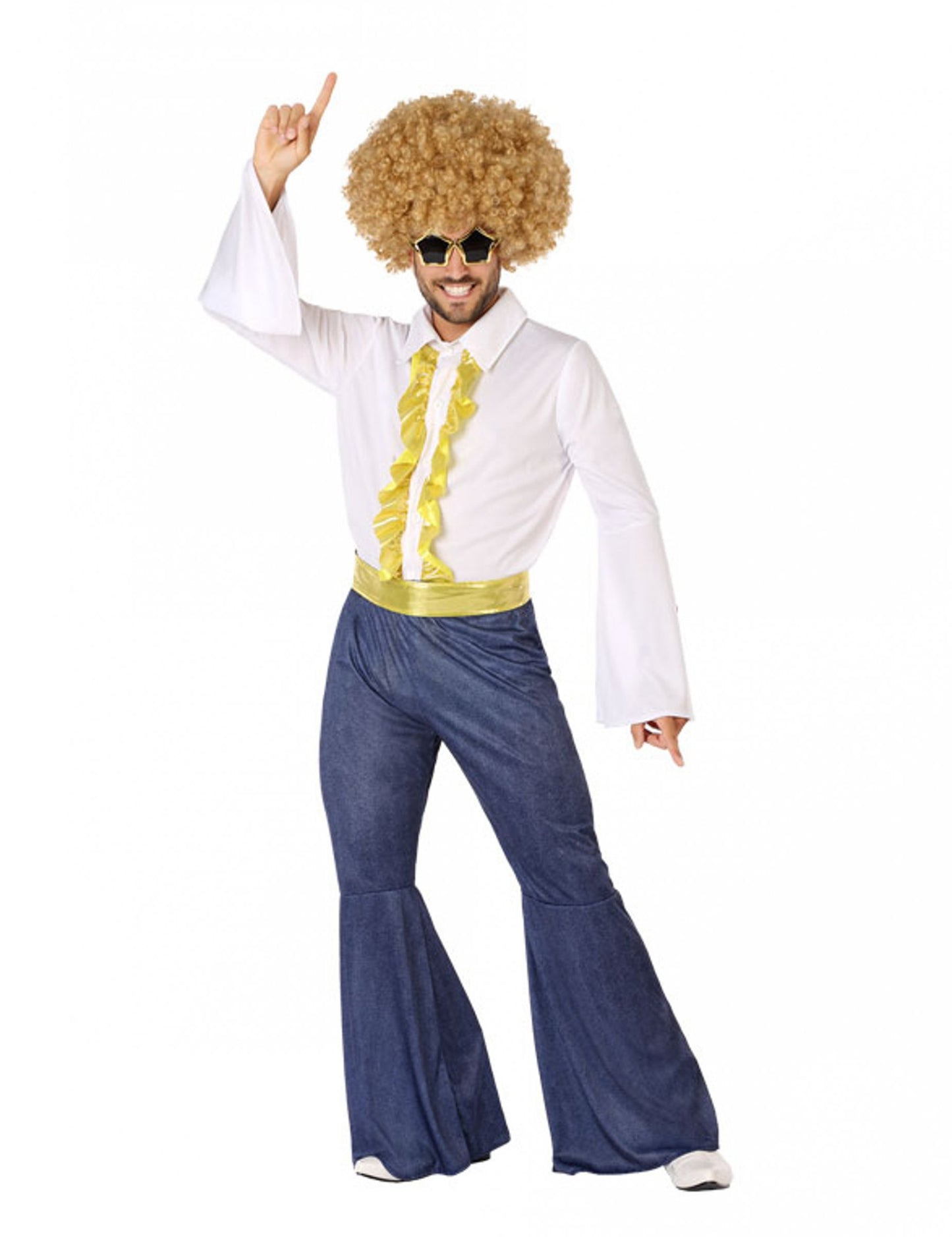 Diskový kostým s efektom džínsoviny a zlatou farbou pre muža 