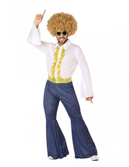 Diskový kostým s efektom džínsoviny a zlatou farbou pre muža 