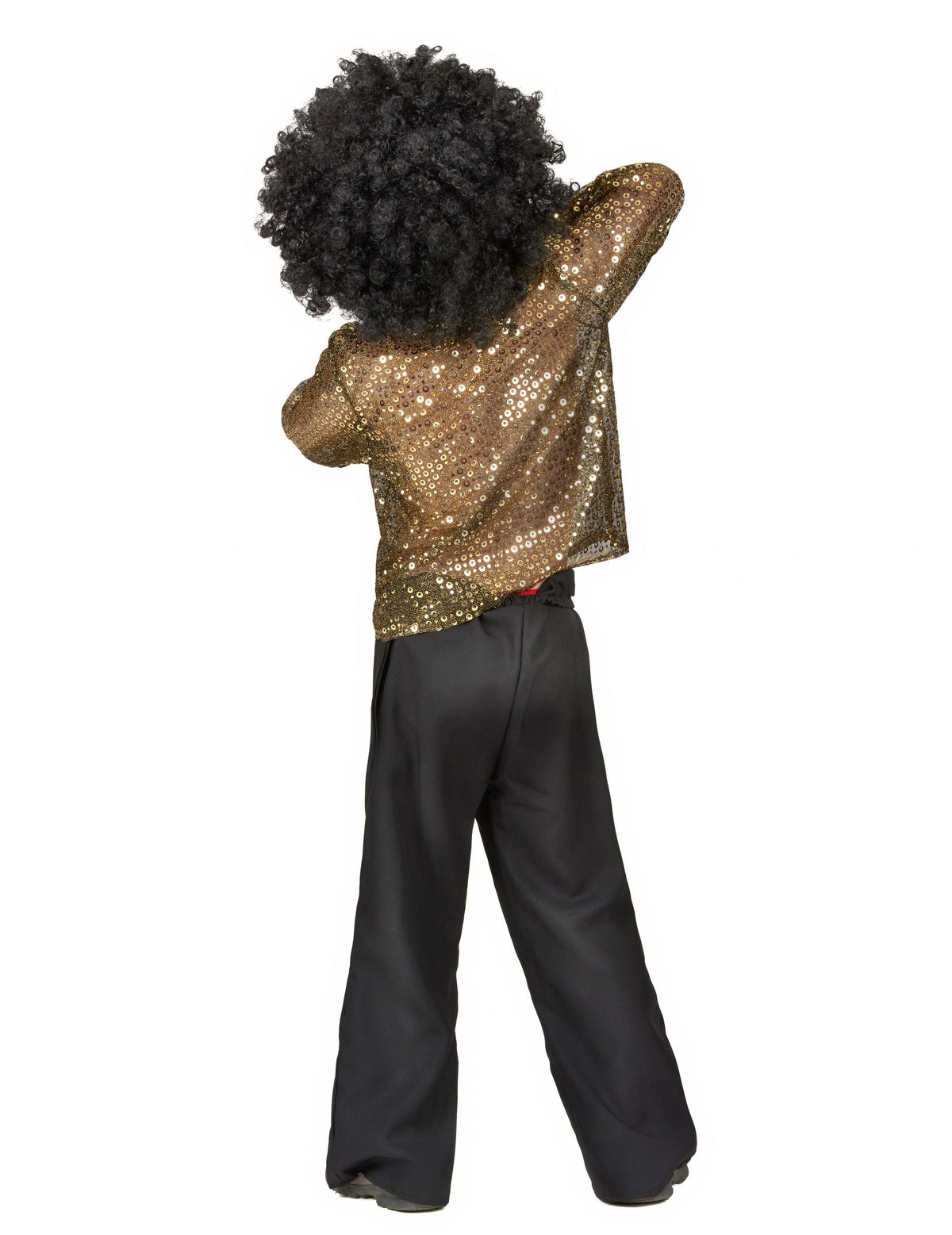 Vue de dos du déguisement disco pour garçon paillettes or