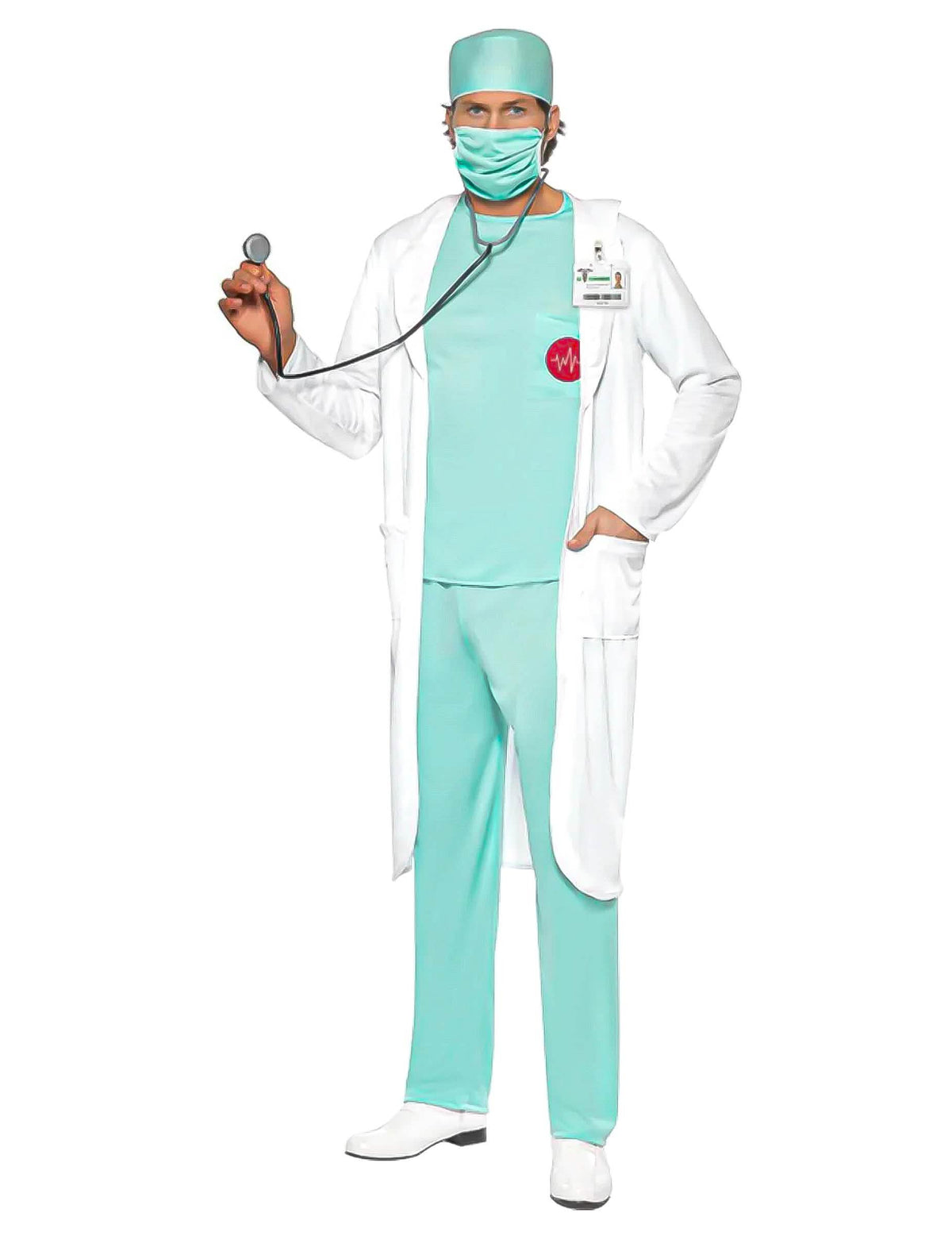 Predný pohľad na kostým doktora pre muž