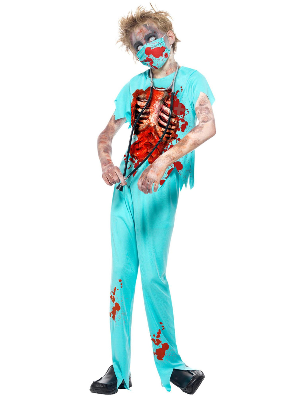 Vue de face du déguisement docteur zombie pour enfant