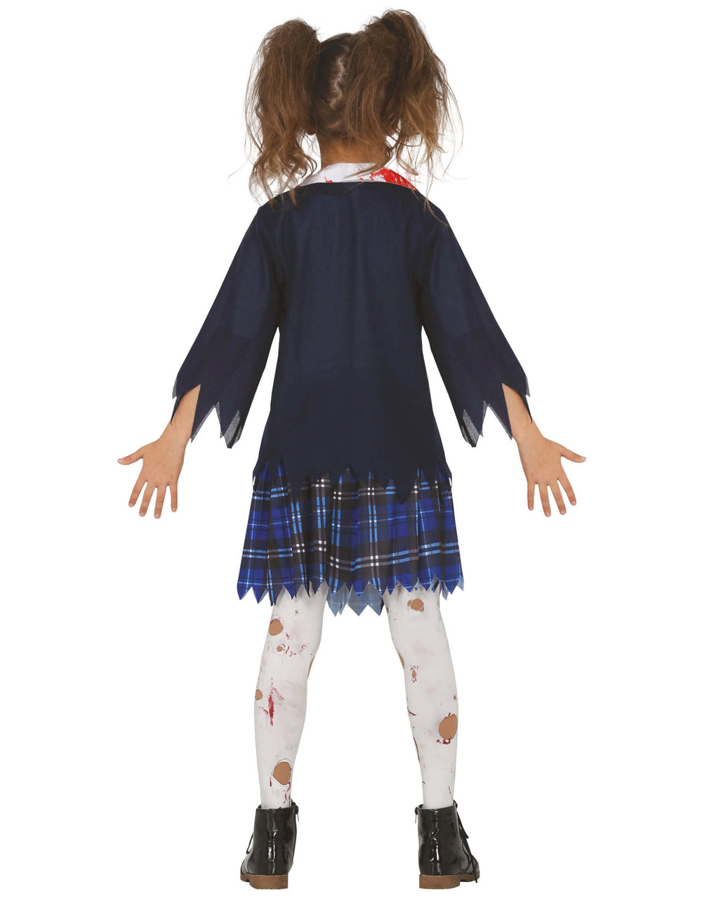 Vue de dos du déguisement d'écolière zombie pour fille