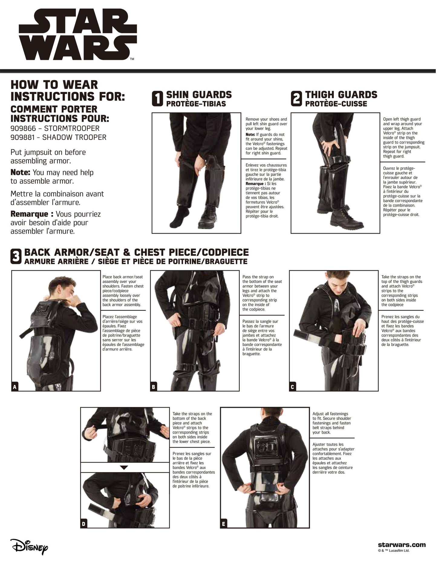 Pokyny na obliekanie brnenia kostýmu edície collector Stormtrooper Star Wars