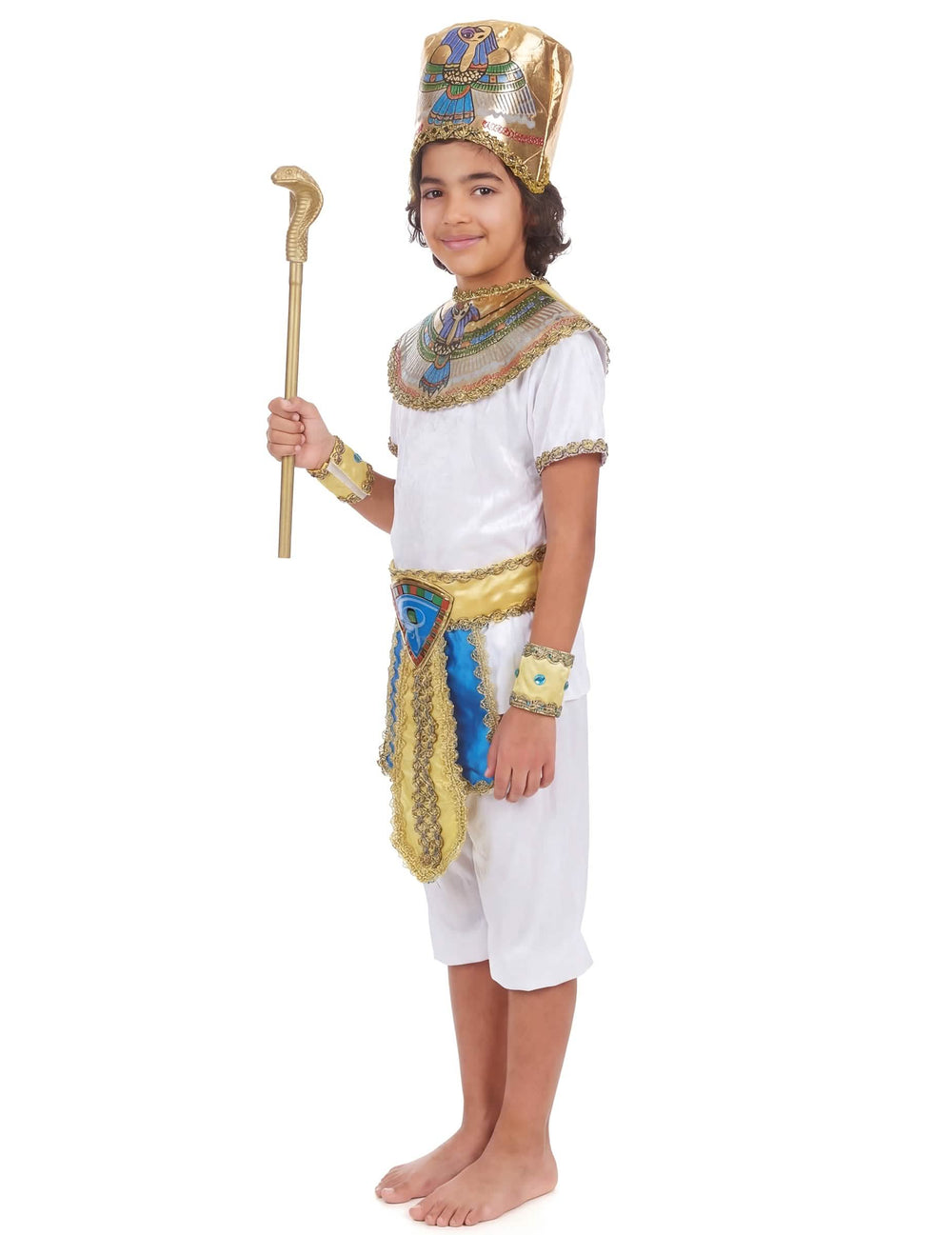 Profilový pohľad na egyptský kostým pre chlapec