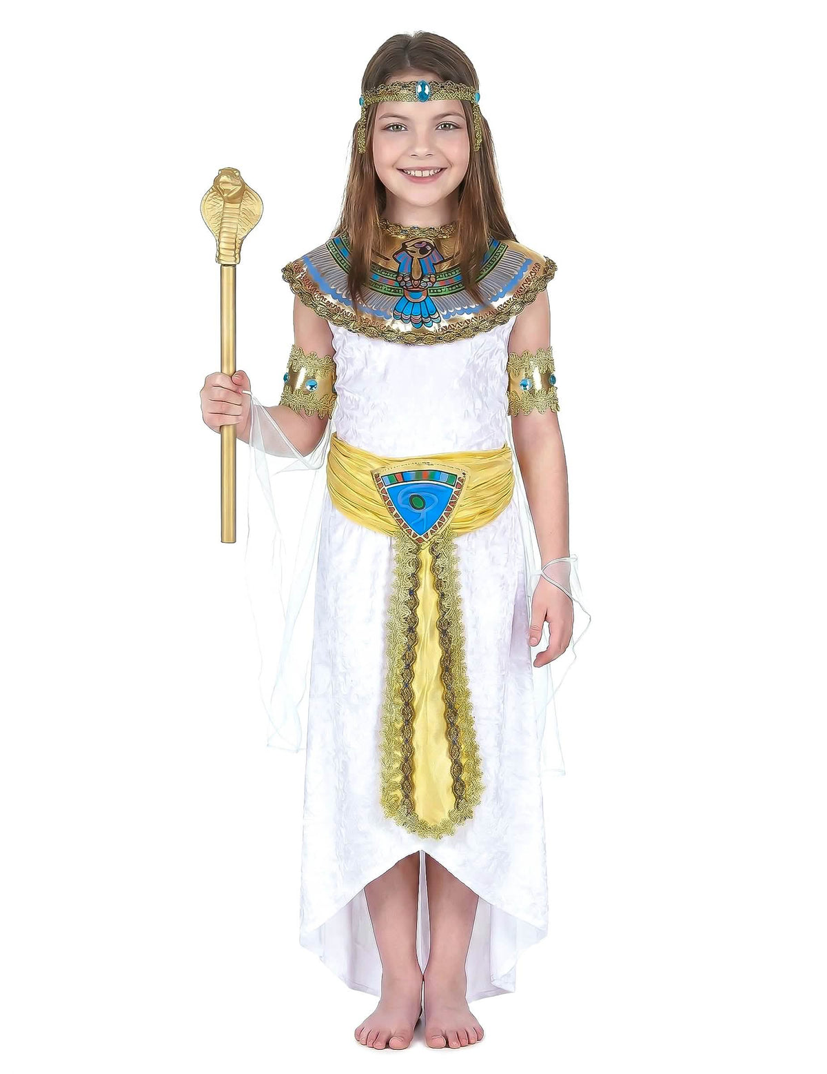 Pohľad spredu na kostým egypťanky pre dievča