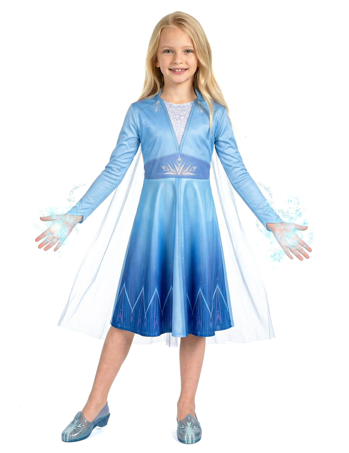 Déguisement Elsa Reine des Neiges 2 pour fille bleu avec voiles transparents
