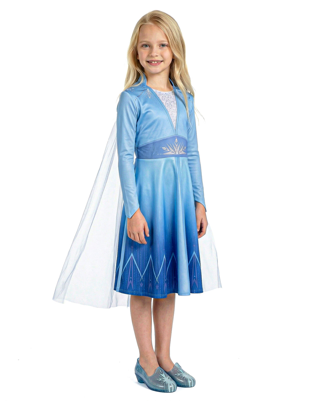 Vue de profil du déguisement Elsa Reine des Neiges 2