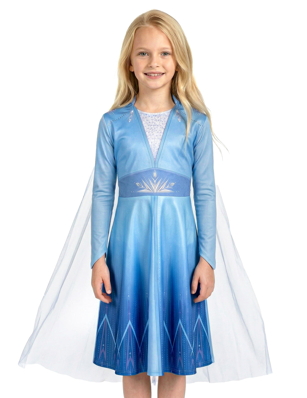Vue de face du déguisement Elsa Reine des Neiges 2