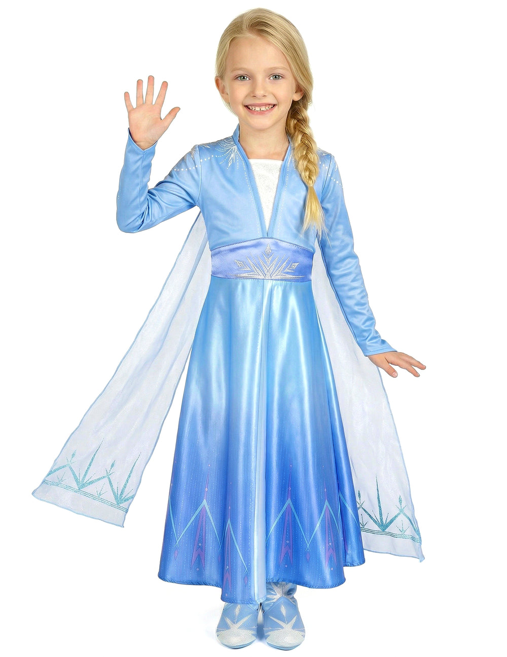 Déguisement Elsa Reine des Neiges 2 deluxe pour fille bleu avec cape en voile