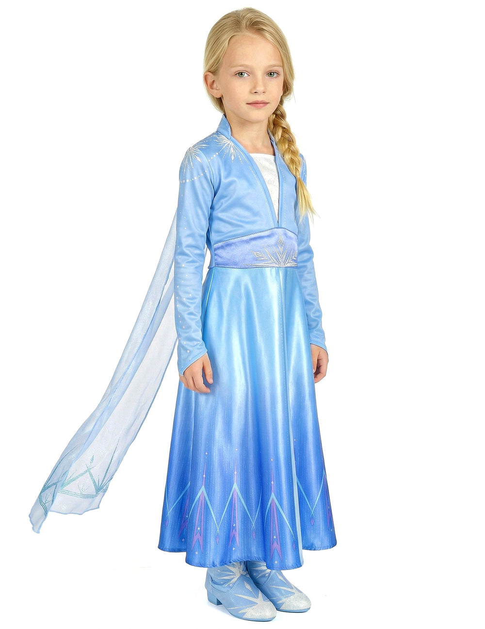 Vue de profil du déguisement Elsa Reine des Neiges 2 deluxe