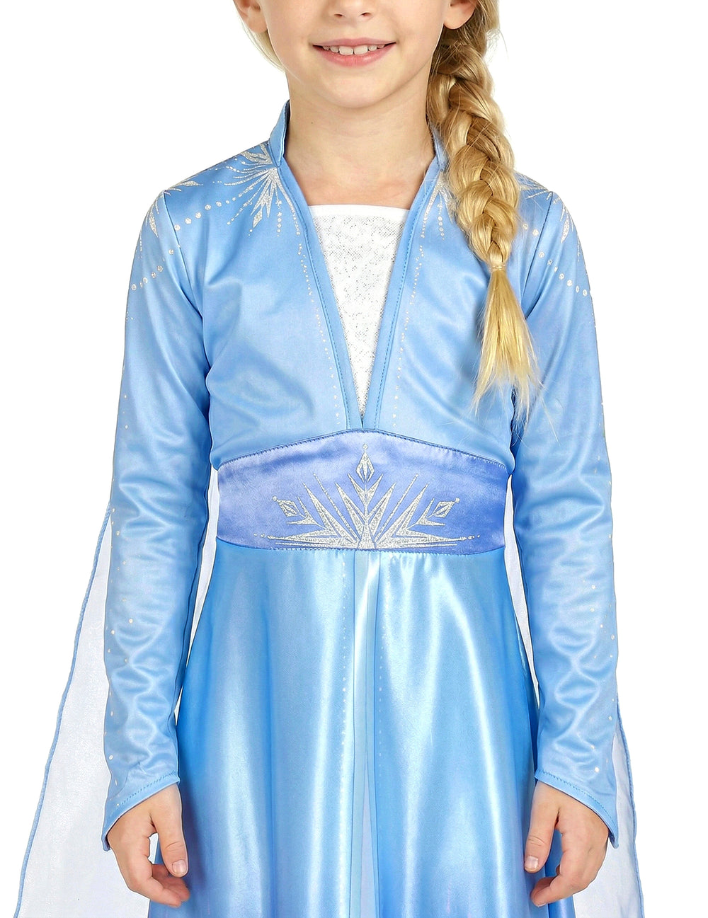 Gros plan sur le buste et la ceinture du déguisement Elsa Reine des Neiges 2 deluxe