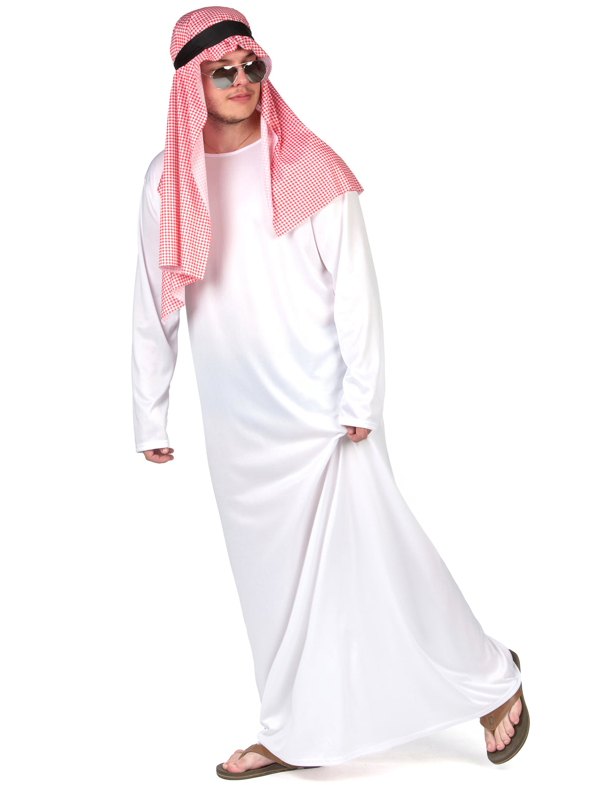 Vue de profil en mouvement du déguisement d'émir arabe pour homme
