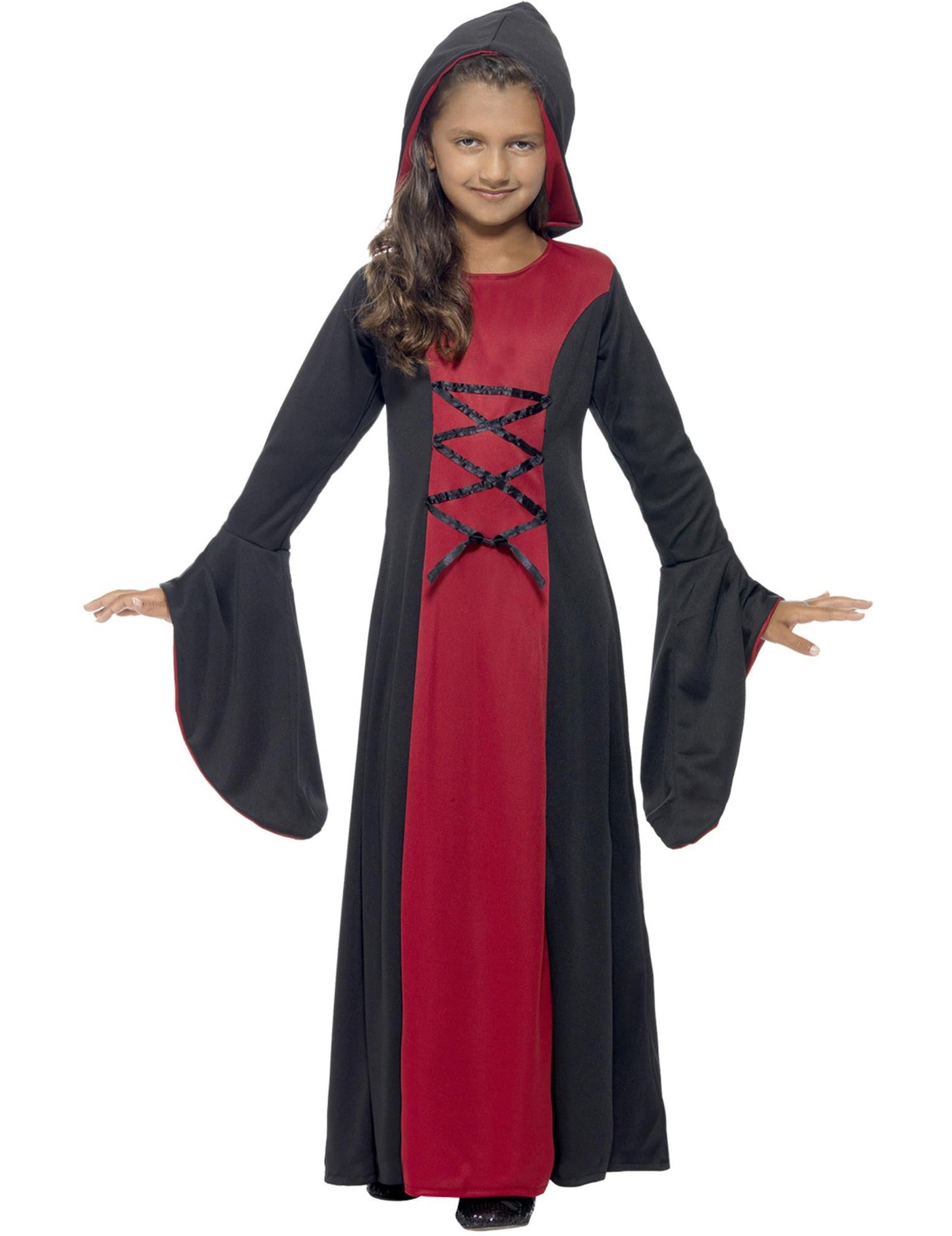 Détail du laçage et des manches évasées du déguisement d'enchanteresse