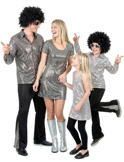 Rodinný disco kostým strieborný
