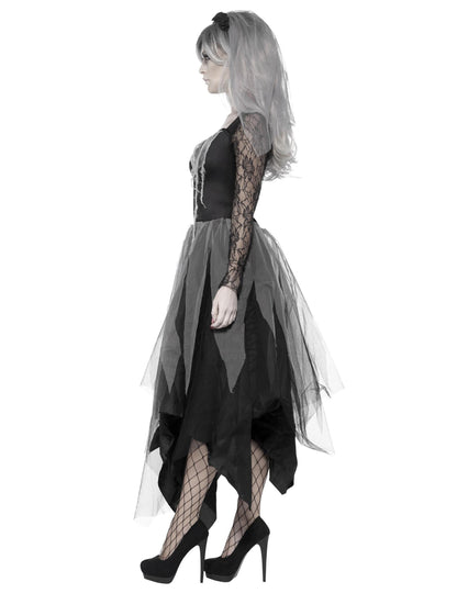 Pohľad z boku na kostým čiernej nevesty ducha pre ženy