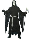 Déguisement de faucheur Halloween pour adulte noir avec masque blanc et ceinture cordelette