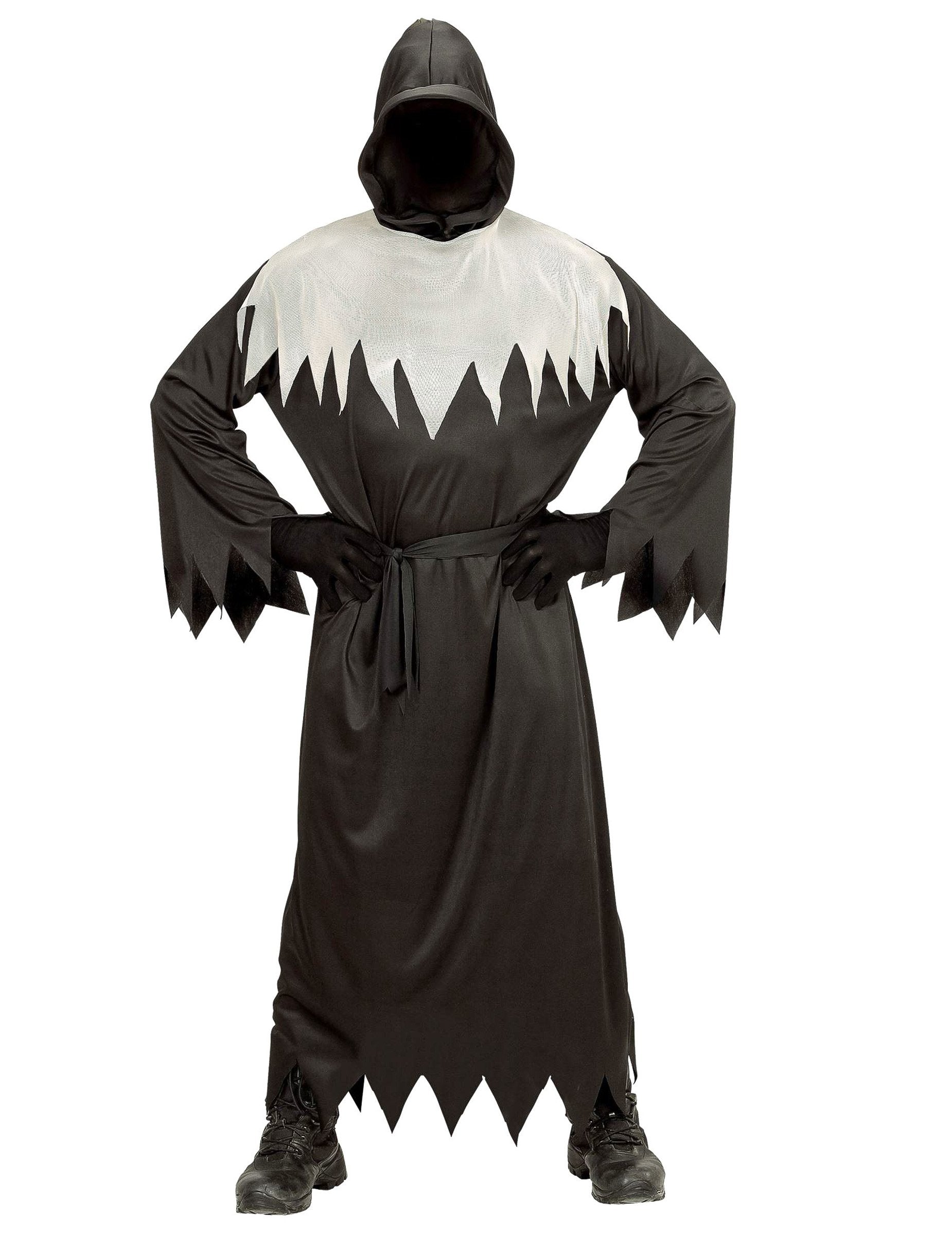 Vue de face du déguisement faucheuse terrifiante pour enfant