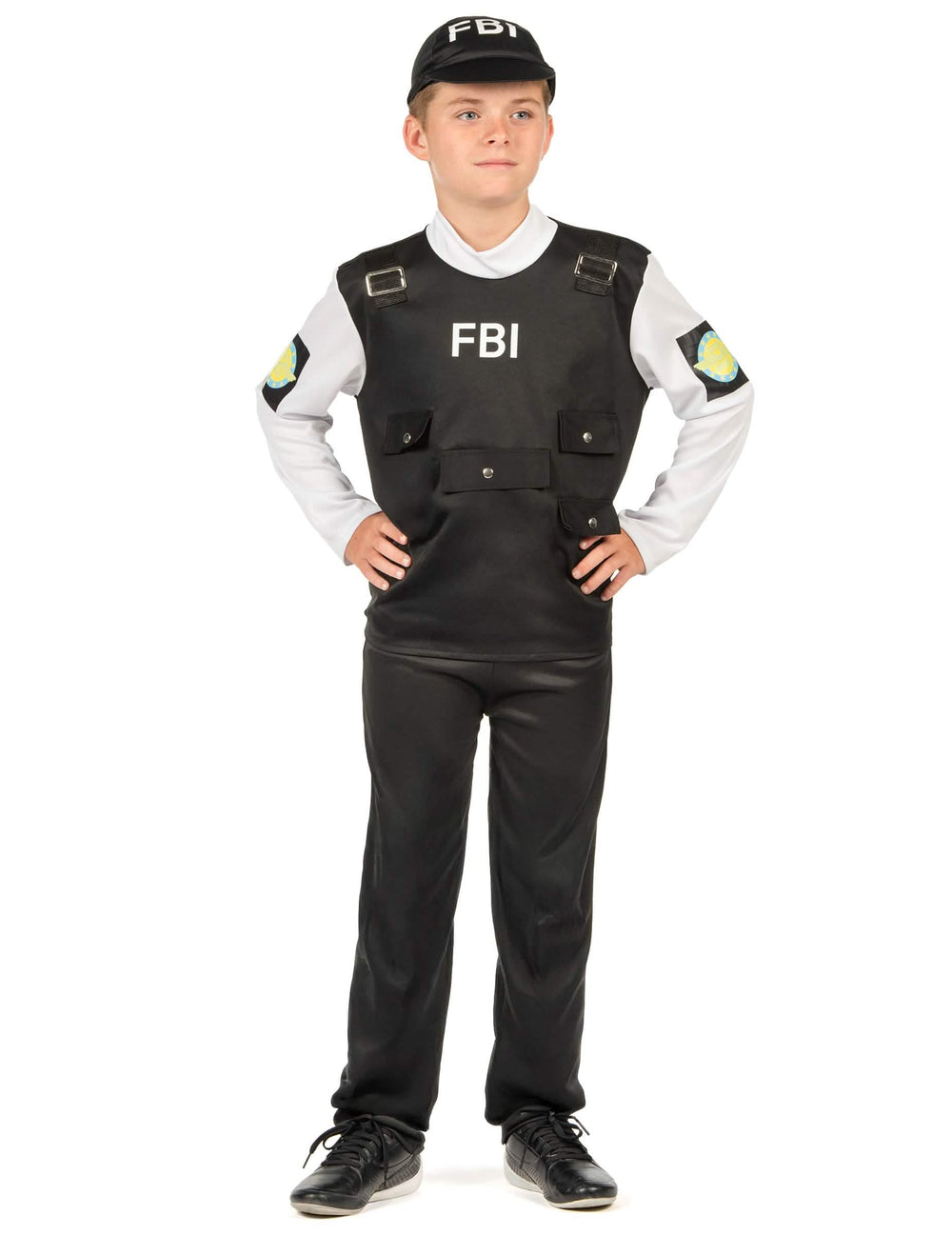 Predný pohľad na detský kostým FBI