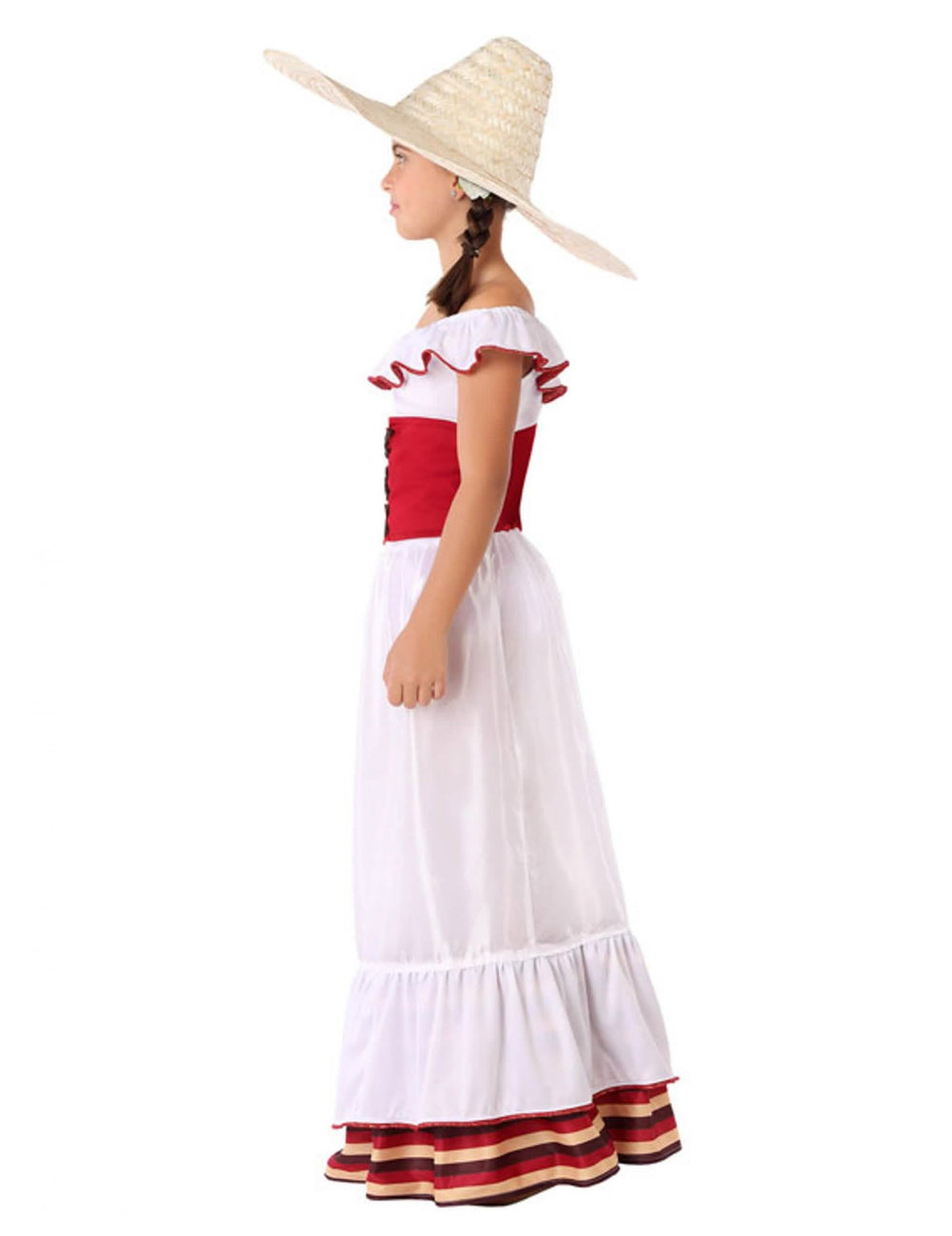Bočný pohľad na mexický kostým pre dievča