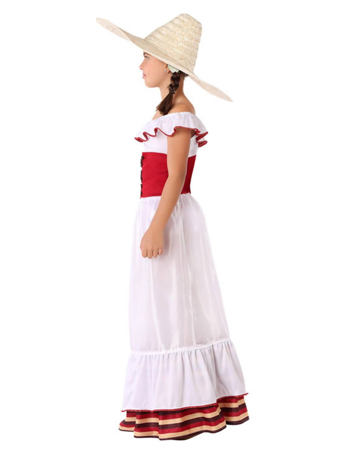 Bočný pohľad na mexický kostým pre dievča