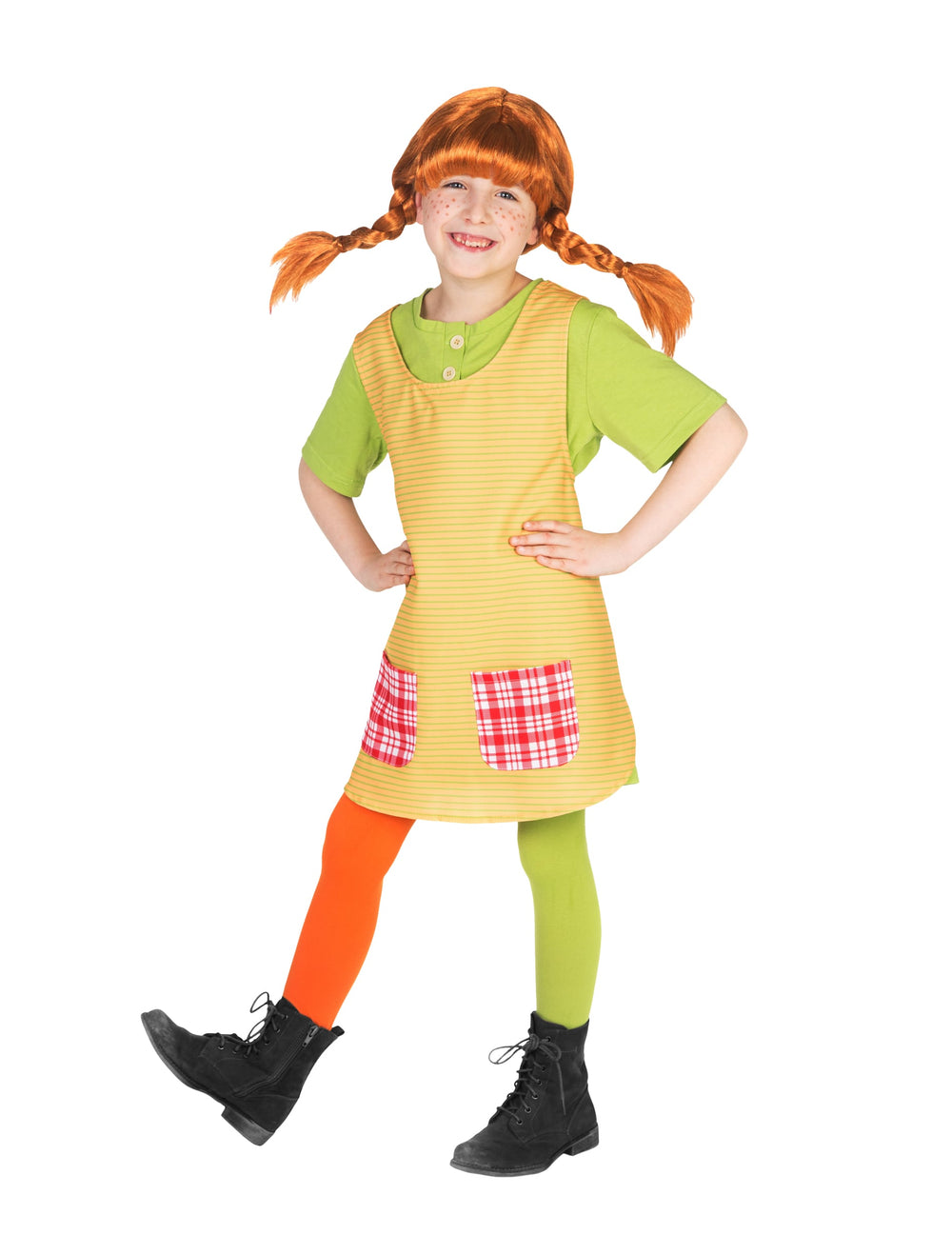 Déguisement Fifi Brindacier™ pour fille jaune et vert avec poches à carreaux