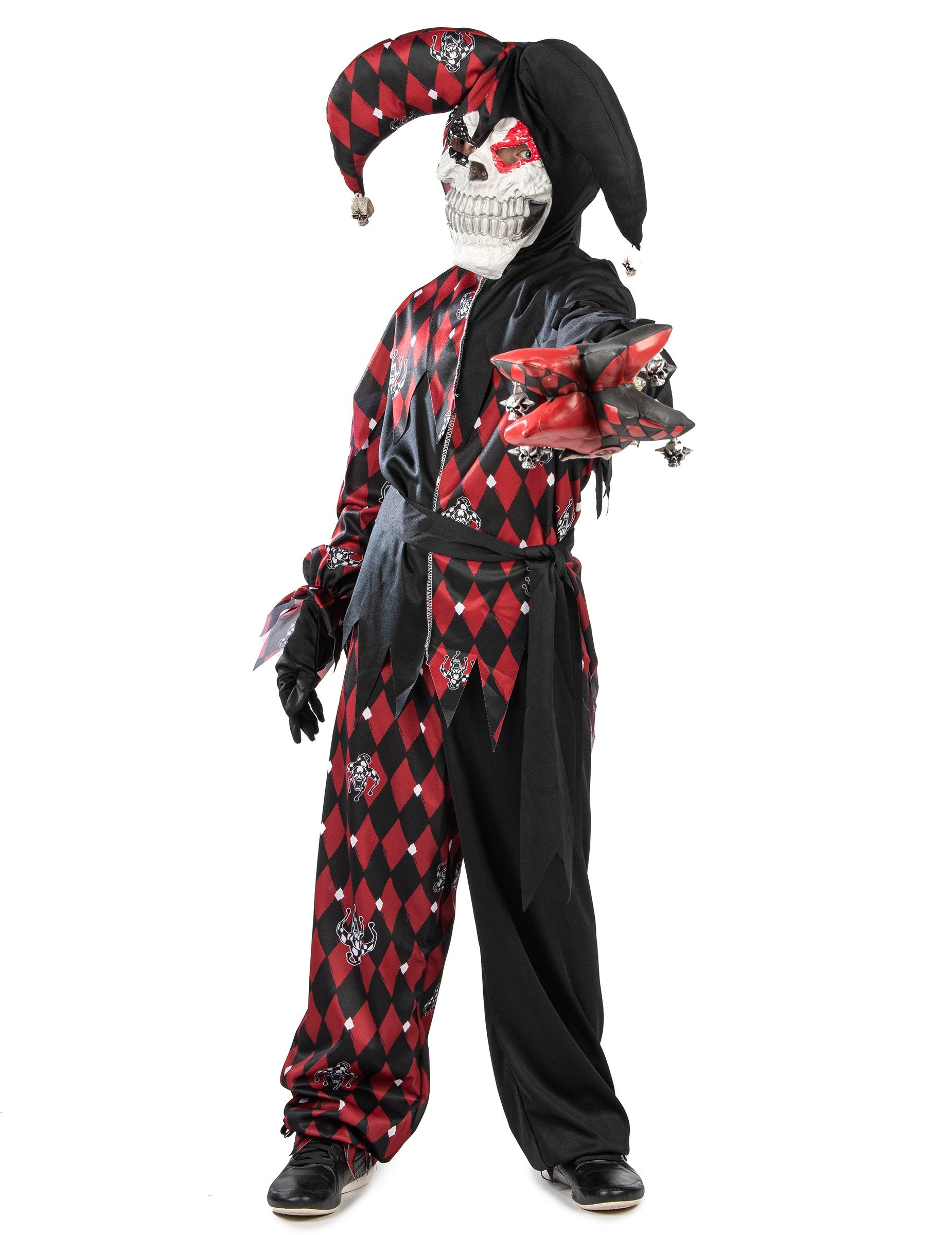 Détail du sceptre de bouffon du déguisement de fou du roi diabolique luxe