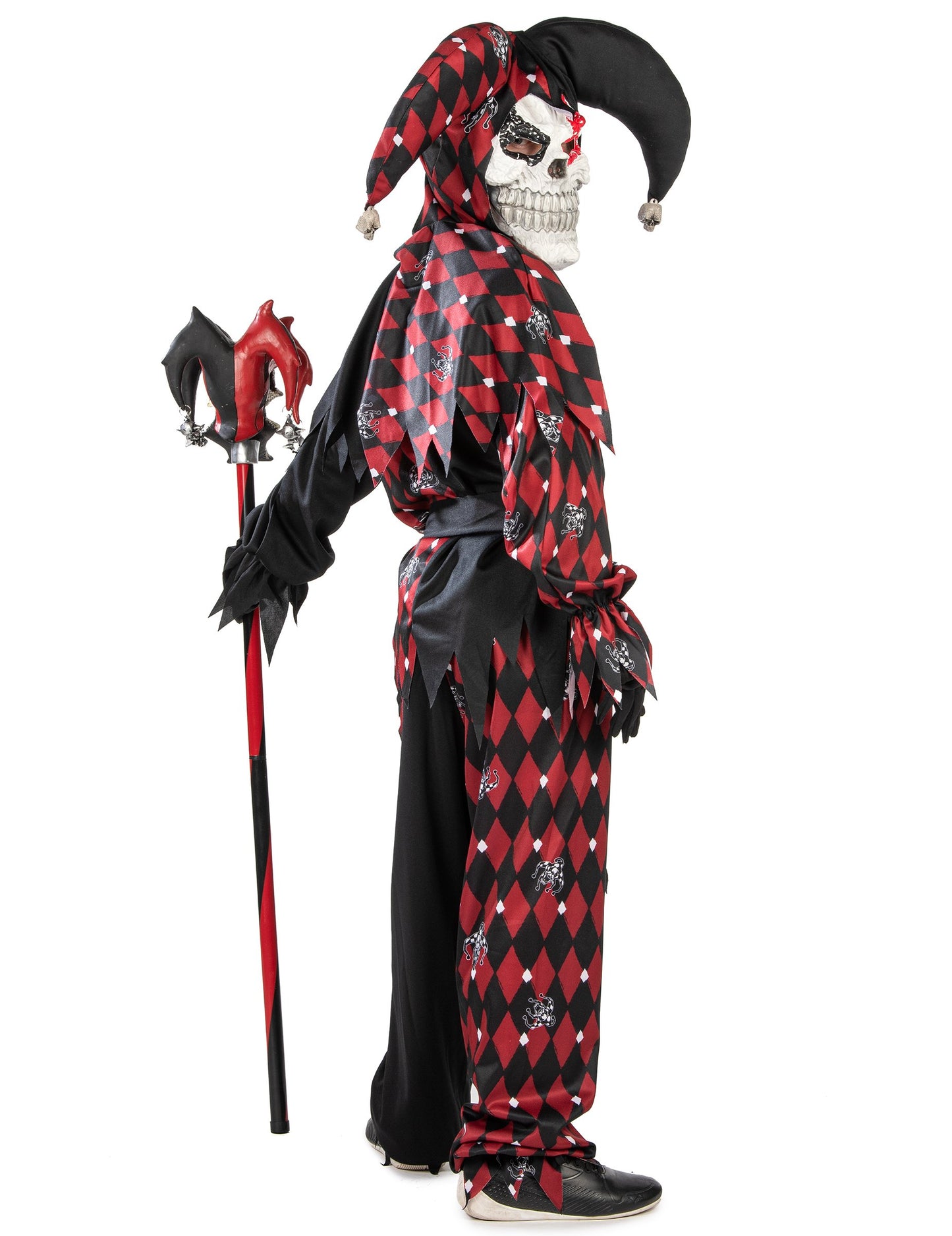 Vue de profil du déguisement de fou du roi diabolique luxe