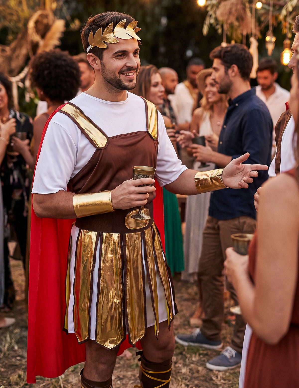 Kostým rímskeho gladiátora červená pláštenka pre mužov