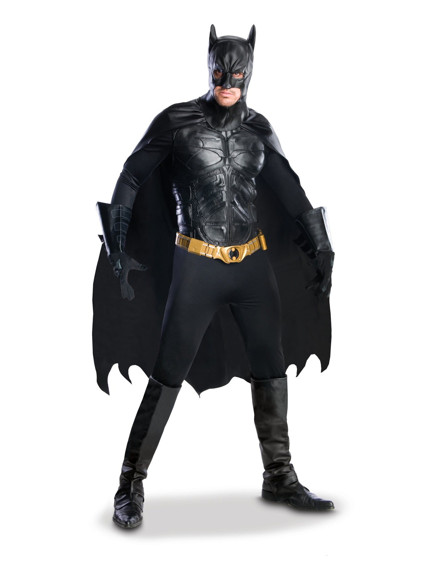 Déguisement grand heritage Batman pour homme noir avec ceinture dorée