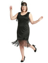 Déguisement robe Charleston pour femme noire avec franges et bandeau