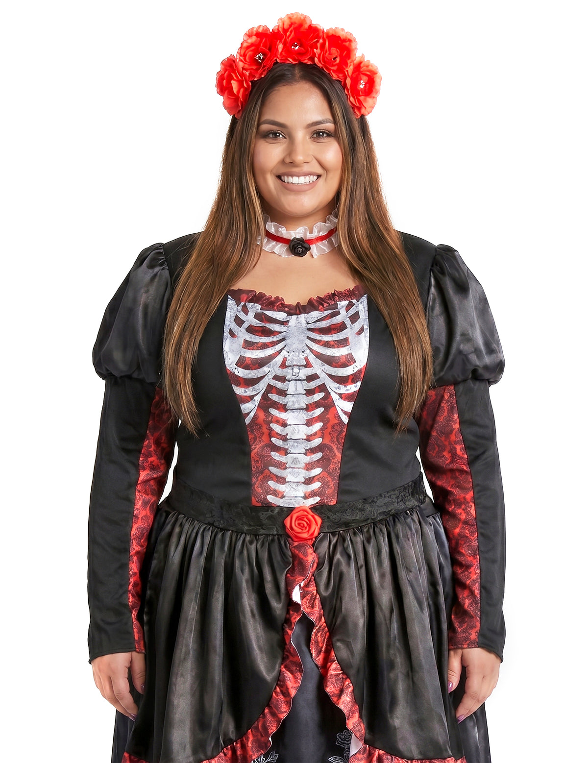 Veľký kostým v páse dlhé šaty ženy Los Muertos
