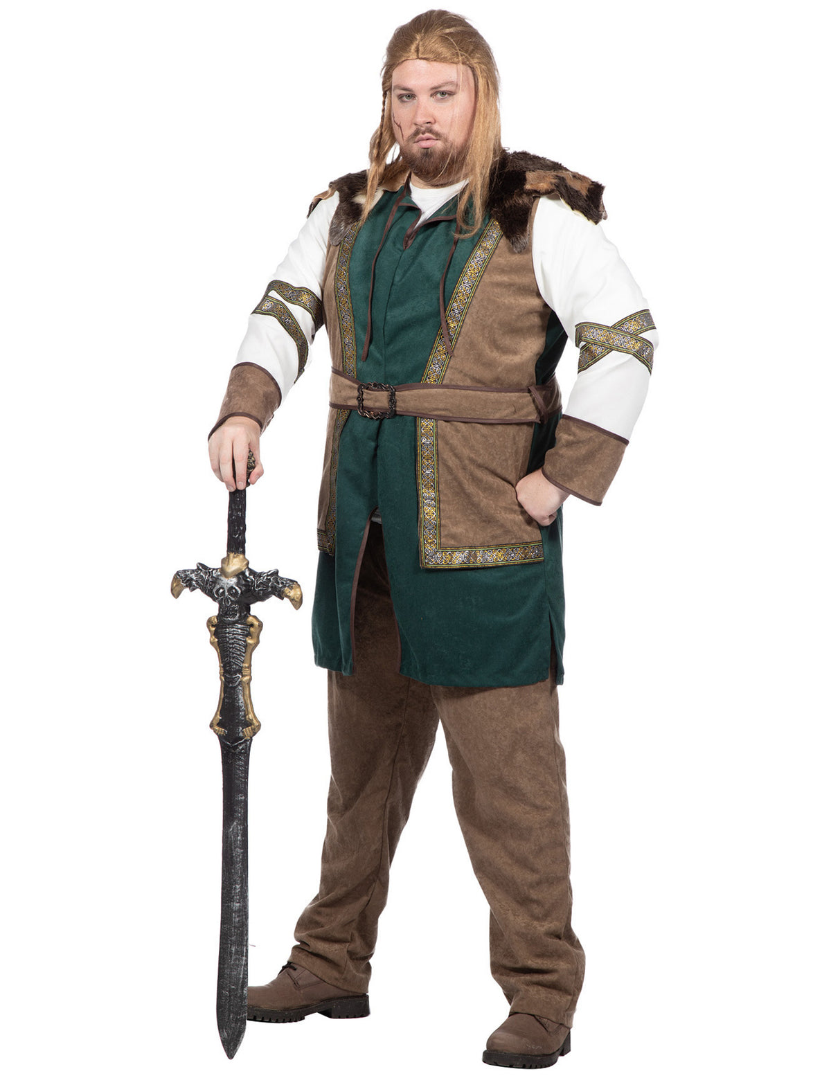 Vue de trois-quarts du déguisement guerrier viking luxe