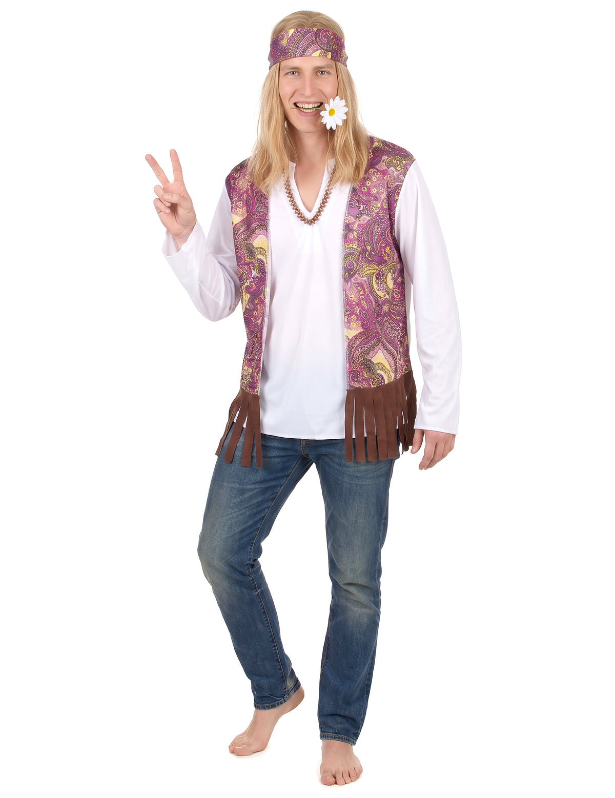Maskovanie hippie s mužskými strapcami