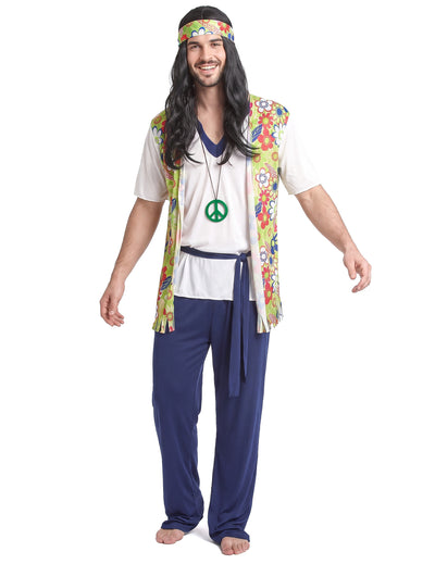 Modrý hippie hippie kostým