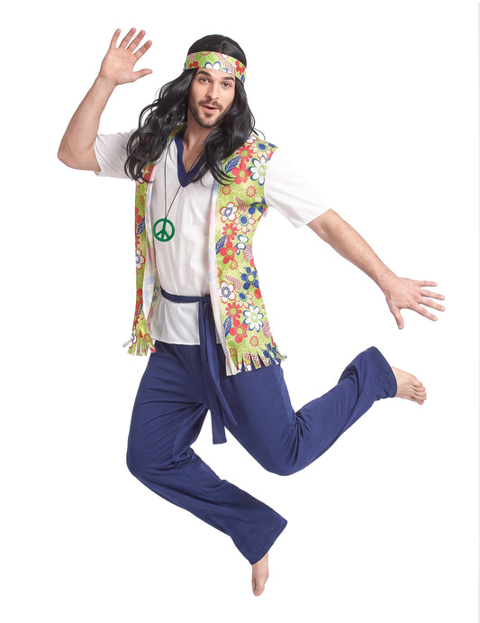 Modrý hippie hippie kostým