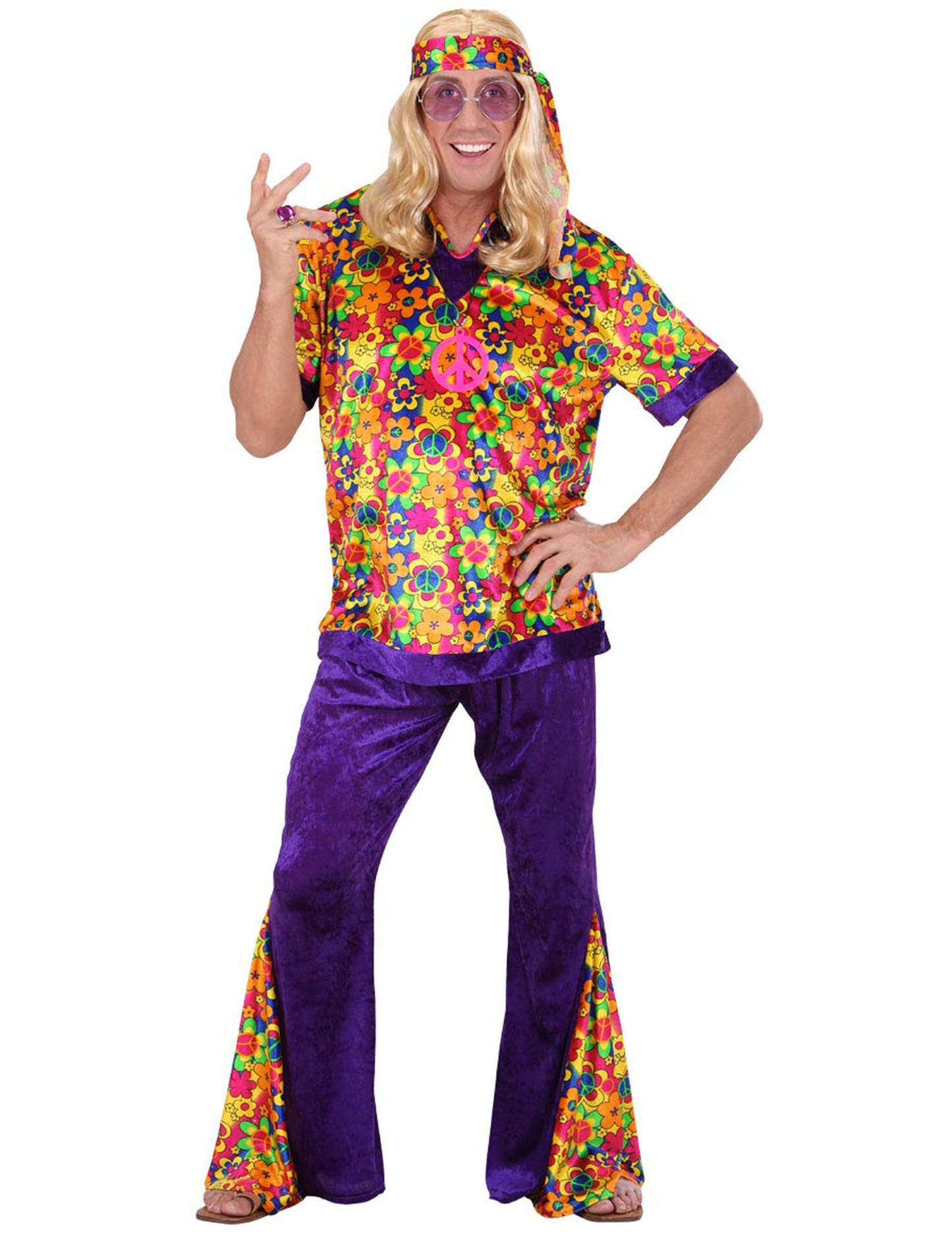 Kostým hippie s efektom zamatu pre mužov 