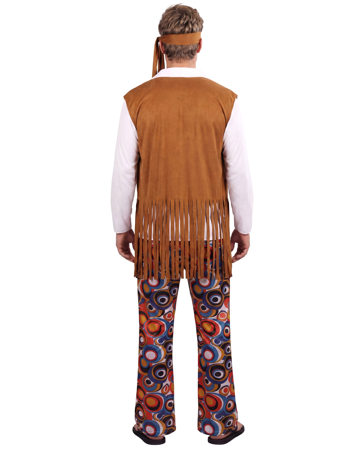 Vue de dos du déguisement hippie pour homme