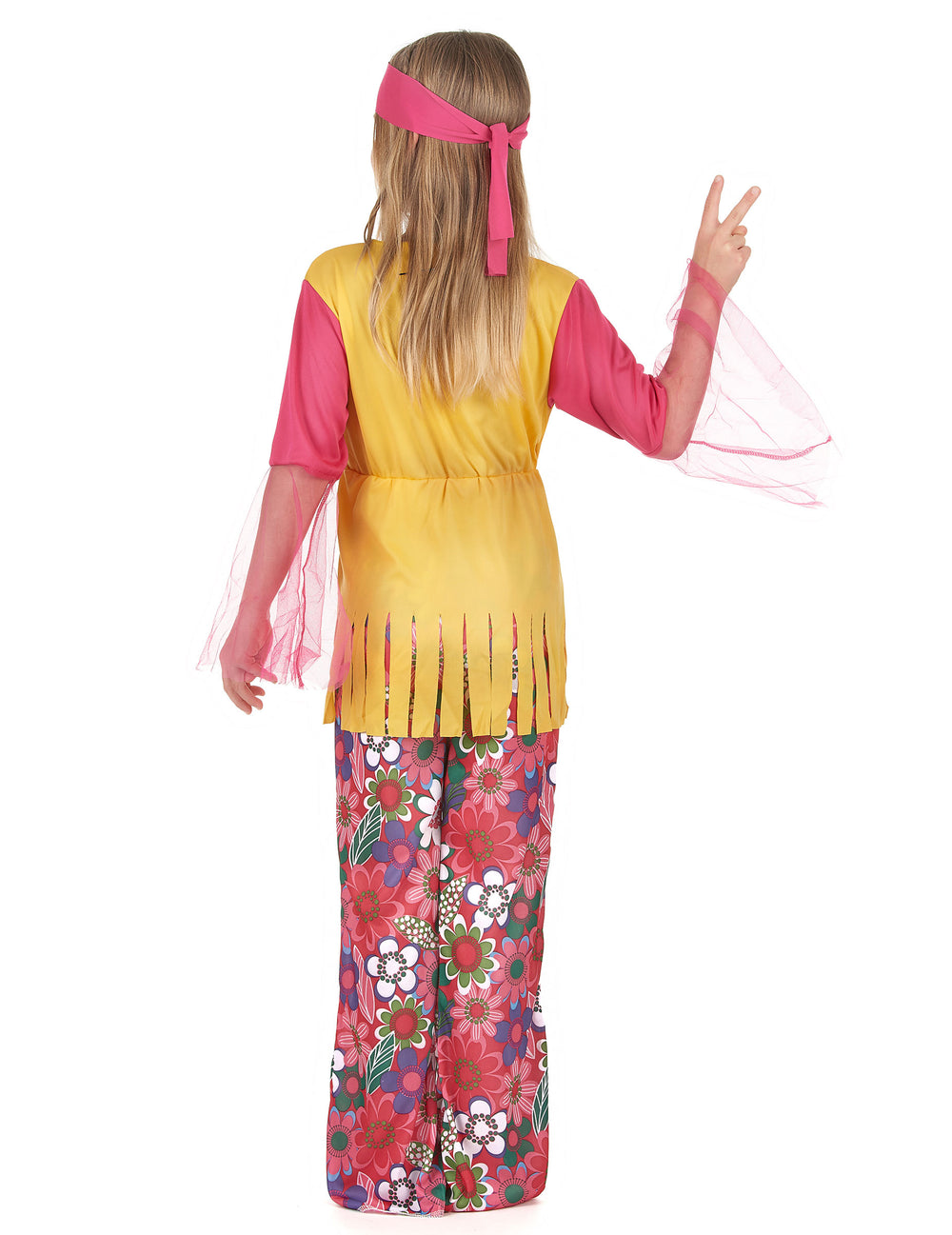 Vue de dos du déguisement hippie pour fille