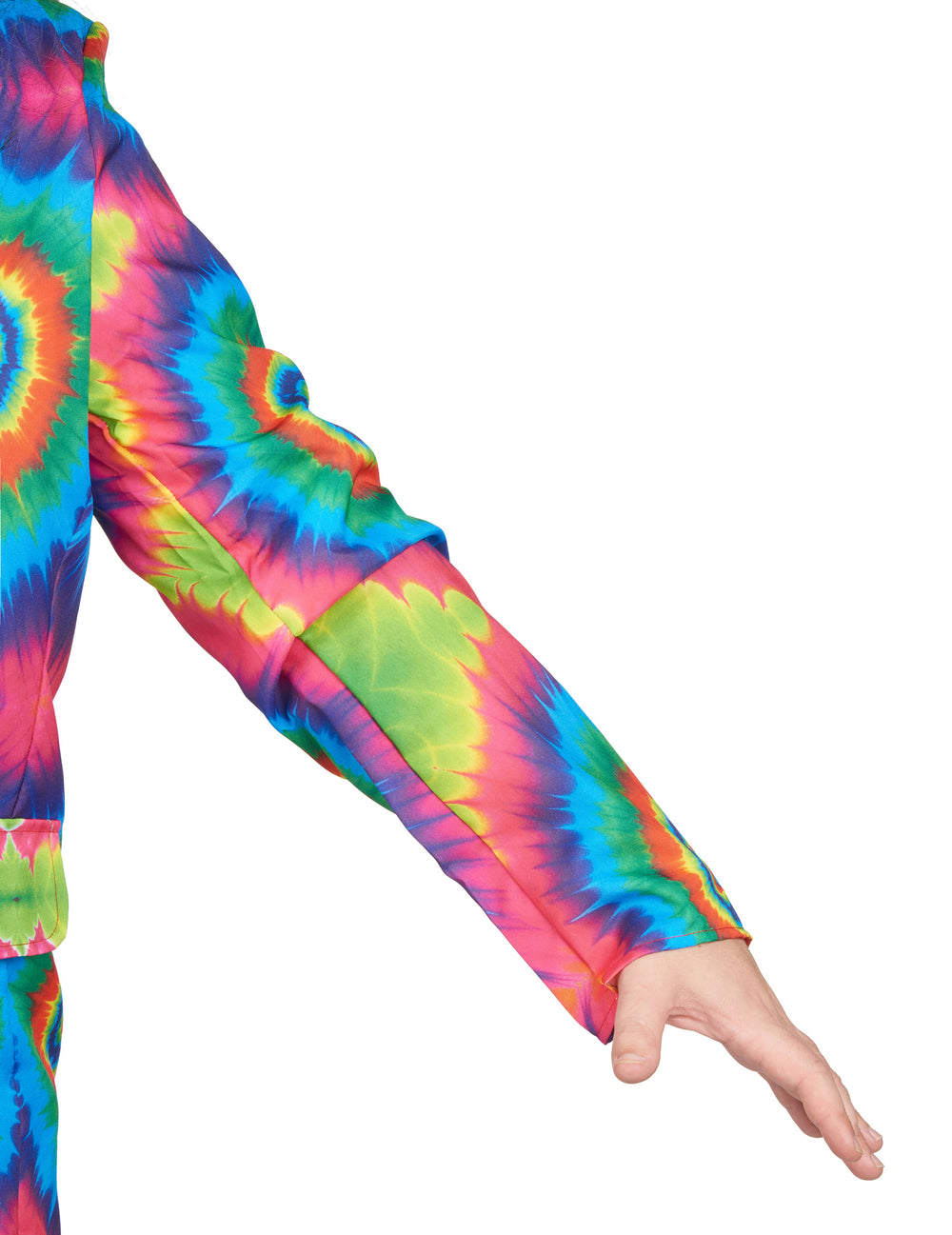 Détail de la manche du déguisement hippie psychédélique pour homme