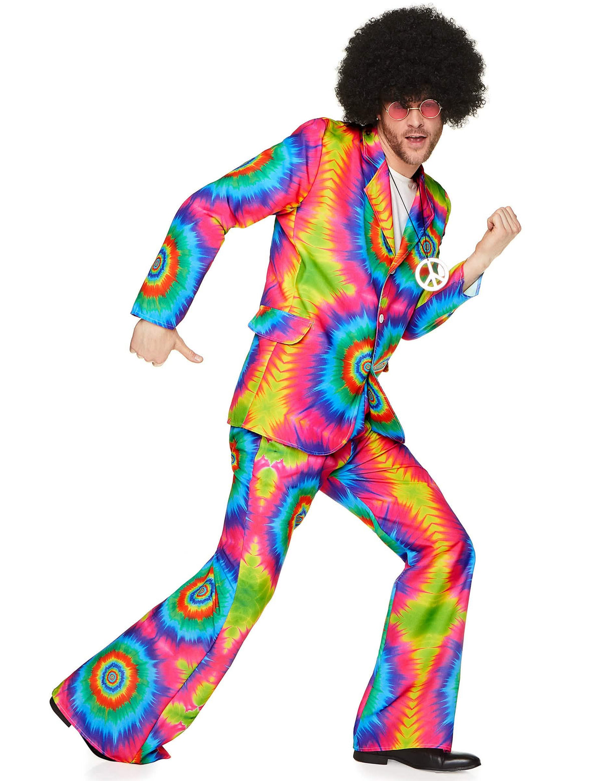 psychedelický hipisácky kostým pre muž s viacfarebným motívom tie-dye