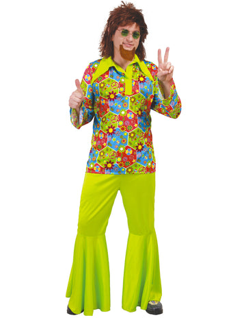 Zelená hippie maskovanie s farebnými symbolmi