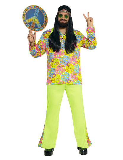 Zelená hippie maskovanie s farebnými symbolmi