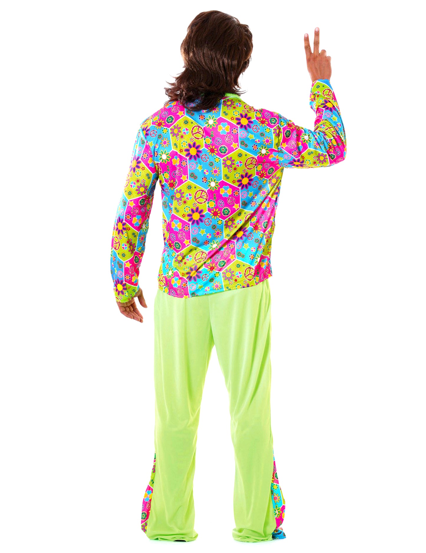 Zelená hippie maskovanie s farebnými symbolmi