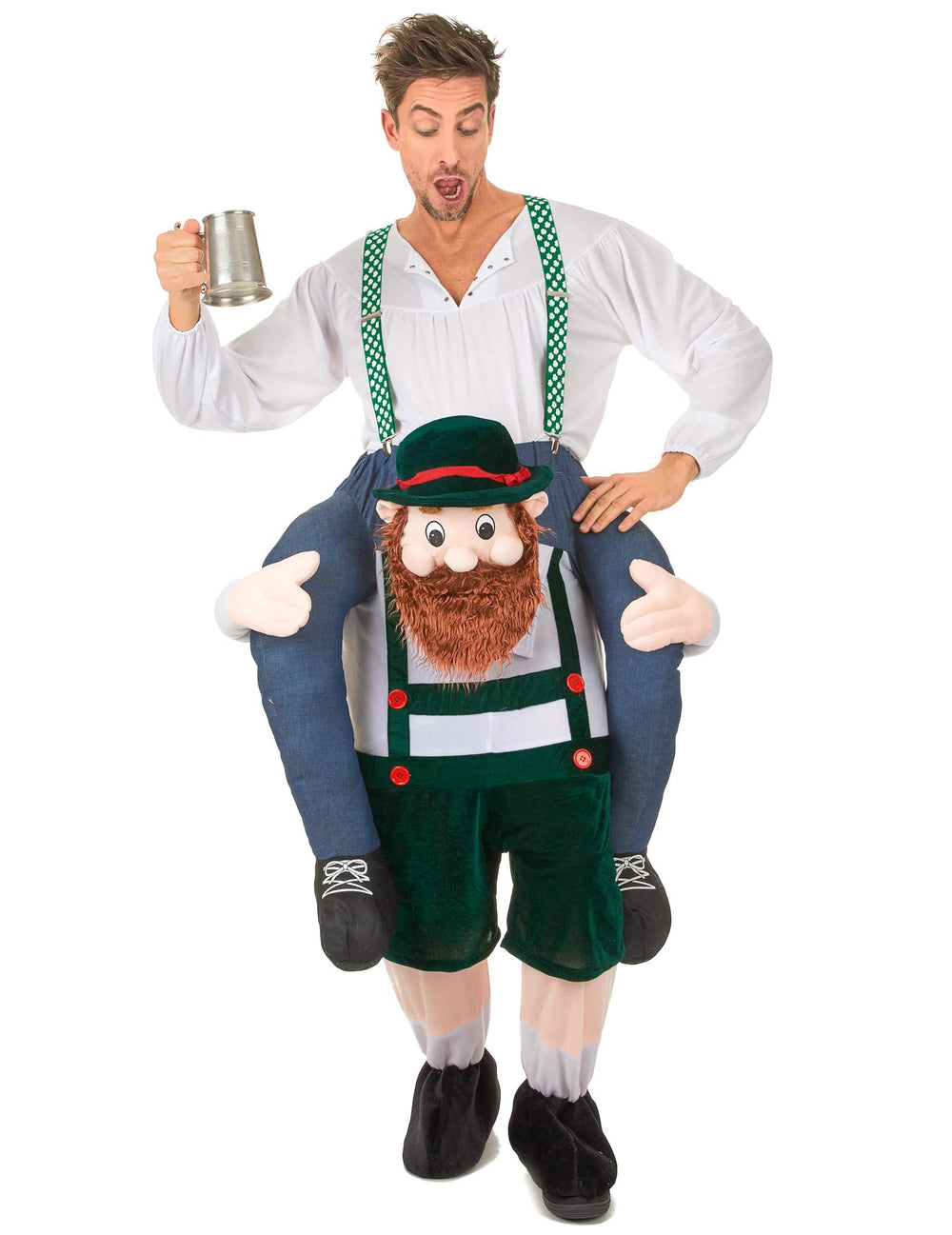 Kostým s bavorským chrbtom pre dospelého zelená a biela