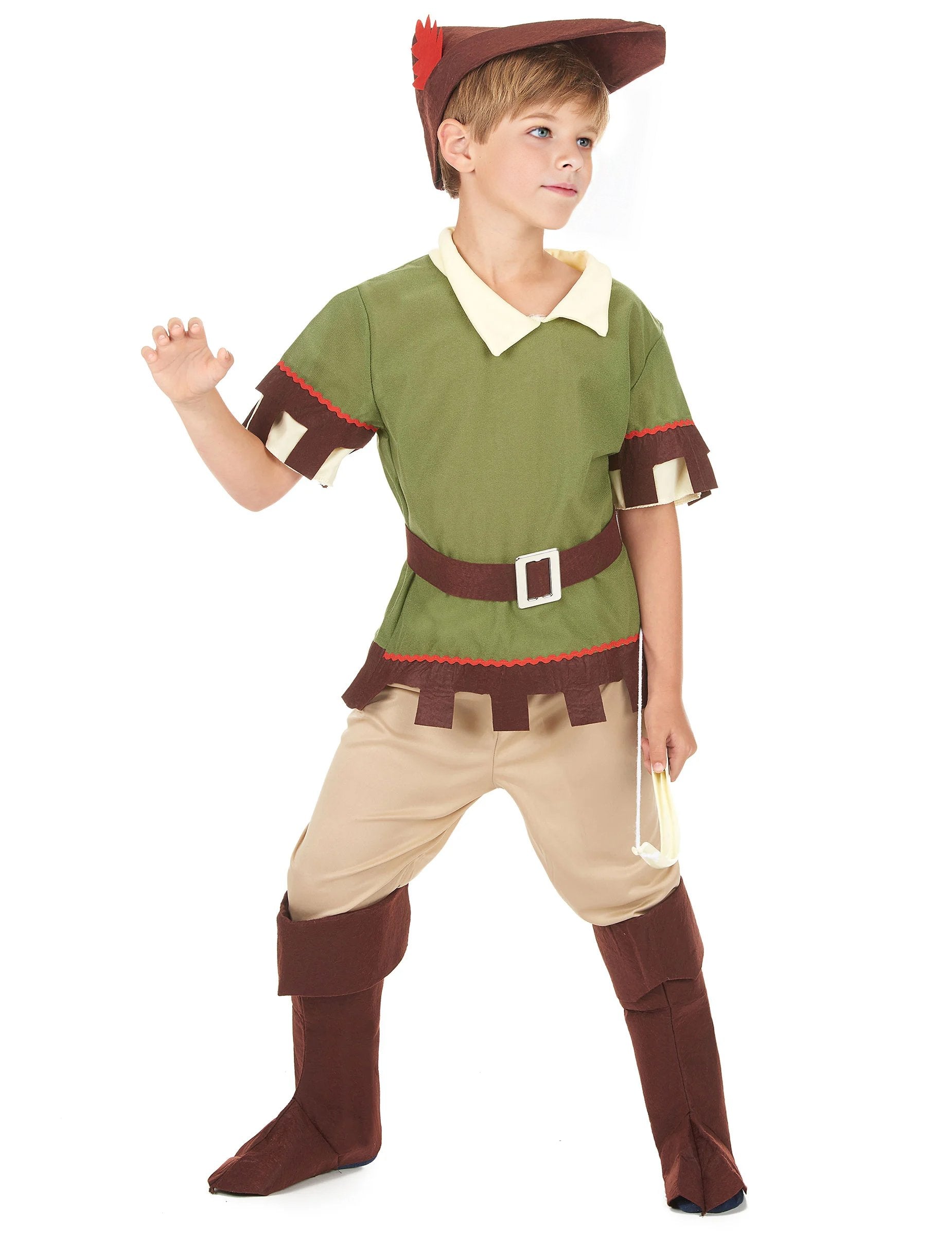 Pohľad zpredu na déguisenie muž lesov pre chlapca