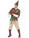 Déguisement homme des bois pour homme marron et vert avec chapeau et arc
