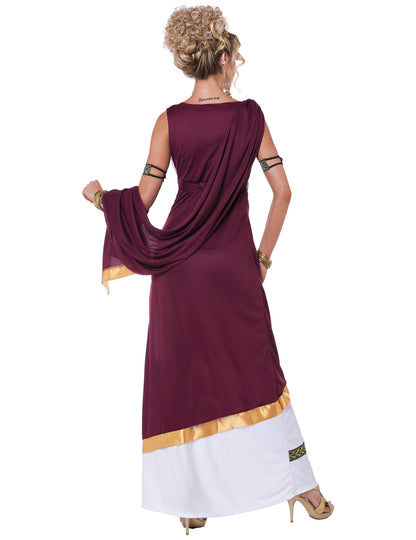 Pohľad zozadu na déguisovanie rímskej imperátorky