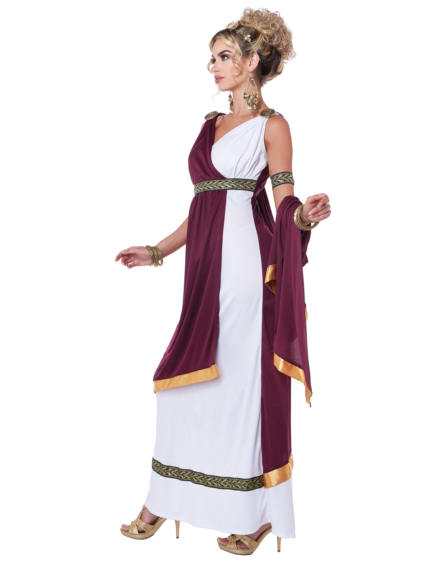 Pohľad z boku na déguisovanie rímskej imperátorky